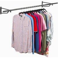 House Of Home Clothes Rail Wall Mounted Garment Clothing Hanging Wardrobe Wall Rack Black 6Ft, Black