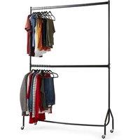 House Of Home Clothes Rail Two Tier Heavy Duty Garment Hanging Rack In Black 5Ft Long X 7Ft, Blue