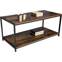 House Of Home Coffee Table 2 Tier Rustic Wooden Brown Grain Finish Living Room Storage Shelf, Brown