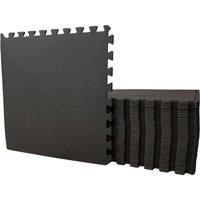Samuel Alexander 32pc Eva Foam Floor Protective Tiles 60x60cm Set Covers 11.52 Sqm (124 Sqft), Black