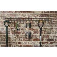 House of Home Garden Tool Wall Mounted Storage Rack Hook Holder Extra Long Shed Tidy Rail, Black
