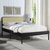 Slumberworx Cheshunt Black Metal Rattan Headboard Bed Frame - King