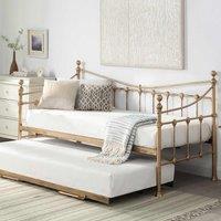 Slumberworx Newnham Classic Victorian Style Living Room Bedroom Brass Metal Day Bed Frame W Guest Trundle