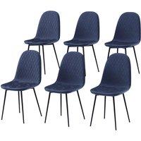Vida Designs Luton Set Of 6 Fabric Dining Chairs Blue, Blue