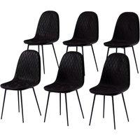 Vida Designs Luton Set Of 6 Fabric Dining Chairs Black, Black