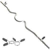 Body Revolution Ez 1inch Super Curl Barbell Bar 1.2M Spinlock Collar, Silver