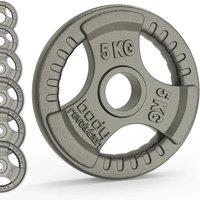 Body Revolution Olympic Tri Grip Cast Iron Weight Plates Pairs Sets 2 X 5Kg, Grey