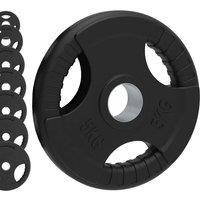 Body Revolution Olympic Tri-grip Rubber Weight Plates Black Pairs (25Kg Total Set), Black