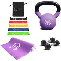 Body Revolution Home Strength Training 5Kg Dumbbell 8Kg Kettlebell Yoga Mat Resistance Bands Set