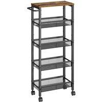 Vasagle 5-shelf Trolley Rustic Brown And Black
