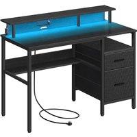 Vasagle Gaming Desk With Led Lights ebony Black, Black