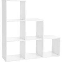 Vasagle Stair Shelf Bookcase With 6 Cube White, White