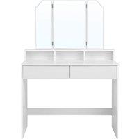 Vasagle Dressing Table With 2 Drawers And 3 Open Compartments white, White