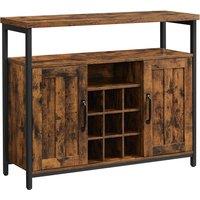 Vasagle Storage Cabinet With Wine Holder Rustic Brown And Black