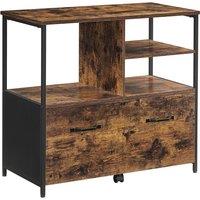 Vasagle Filing Cabinet With Drawers And Open Shelves rustic Brown And Black