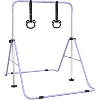 HOMCOM Adjustable Height Foldable Kids Gymnastics Bar With Non-slip Mats, Purple, Purple