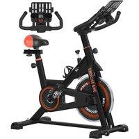 HOMCOM 8Kg Flywheel Exercise Bike With Adjustable Height, Resistance, Black, Black