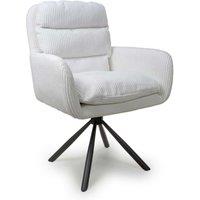 2 X Cassidy Corduroy White Swivel Chairs, White