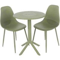 Core Products Rimini 3 Piece Cala Bistro Table & 2 Chair Set Outdoor Grade, Moss Green, Green
