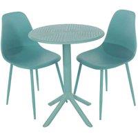 Core Products Rimini 3 Piece Cala Bistro Table & 2 Chair Set Outdoor Grade, Sky Blue, Blue
