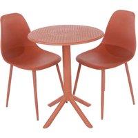 Core Products Rimini 3 Piece Cala Bistro Table & 2 Chair Set Outdoor Grade, Terracotta, Orange