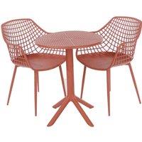 Core Products Rimini 3 Piece Lattice Bistro Table & 2 Armchair Set, Outdoor Grade, Terracotta, Orange