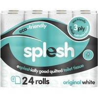 Splesh By Cusheen Quilted Luxury White 3 Ply Soft Toilet Tissue Paper 24 Rolls, White