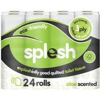 Splesh By Cusheen Quilted Luxury Aloe Vera 3 Ply Toilet Tissue Paper 24 Rolls, White