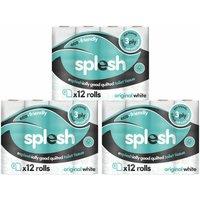 Splesh By Cusheen Quilted Luxury White 3 Ply Soft Toilet Tissue Paper 36 Rolls, White