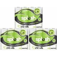 Splesh By Cusheen Quilted Luxury Aloe Vera 3 Ply Toilet Tissue Paper 36 Rolls, White