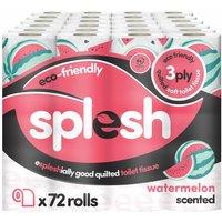 Splesh Quilted Toilet Roll Luxury Watermelon 3-ply Soft Toilet Paper 72 Rolls, White