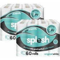 Splesh Toilet Roll Soft & Quilted 3-ply Original White Toilet Tissue 120 Rolls, White
