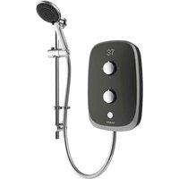 Aqualisa Evolve 9.5Kw Electric Shower W Adjustable Head - Grey Satin Silver, Black