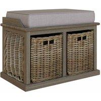 FW Style Maya Handmade Kubu Rattan Small Basket Storage Bench, Brown