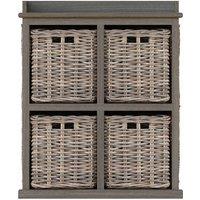FW Style Maya Handmade Kubu Rattan 2 Over 2 Basket Storage Unit, Brown