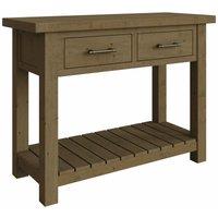 FW Style Saltash 2 Drawer Console Table - Solid Reclaimed Natural Pine, Brown