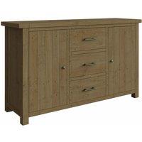 FW Style Saltash Large Sideboard 2 Door 3 Drawer - Solid Reclaimed Natural Pine, Brown