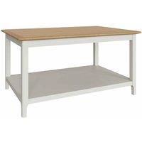 FW Style Taberno Solid Oak Coffee Table Cream Linen, Cream