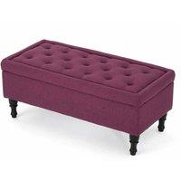 FW Style Fuchsia Fabric Ottoman Storage Bench, Pink