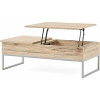 FW Style Sandy Brown Stained Wood And Steel Lift-top Coffee Table, Brown