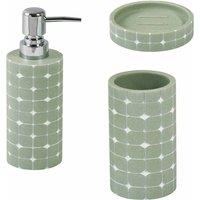 Showerdrape Mosaica Pistachio Green Collection 3 Piece Bathroom Accessory Set, Green