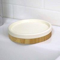 Showerdrape Bondi Cream & Bamboo Collection Soap Dish, Cream
