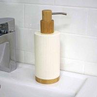 Showerdrape Bondi Cream & Bamboo Collection Liquid Soap Dispenser, Cream