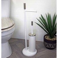 Showerdrape Chester Collection White Toilet Roll Holder & Toilet Brush Combination, White