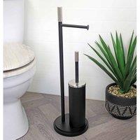 Showerdrape Chester Collection Black Toilet Roll Holder & Toilet Brush Combination, Black