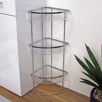 Showerdrape Pure Chrome Collection Freestanding Bathroom Floor Corner Caddy, Silver