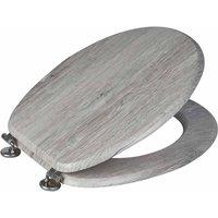 Showerdrape Oxford Grey Oak Wooden Toilet Seat, Grey
