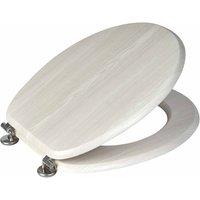 Showerdrape Oxford White Oak Wooden Toilet Seat, White
