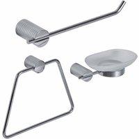 Showerdrape Vitality Chrome Collection 3 Piece Bathroom Accessory Set, Silver