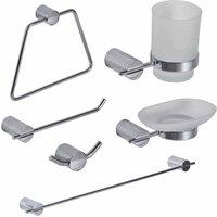 Showerdrape Vitality Chrome Collection 6 Piece Bathroom Accessory Set, Silver